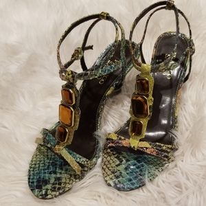 Franco Sarto green heeled sandals, sz7.5